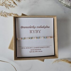 bransoletka dla ryby z kamieniami naturalnymi na sznureczku