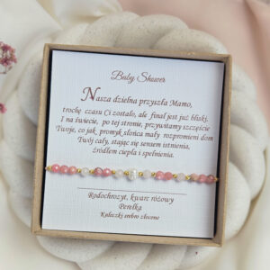 bransoletka na baby shower, pomysł na prezent , bransoletka z kamieniami, kamienie naturalne, prezent z okazji baby shower