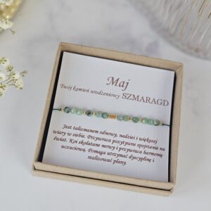 bransoletka z kamieniem urodzeniowym, bransoletka ze szmaragdem, brandoletka dla osób urodzonych w maju