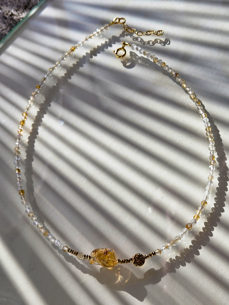 naszyjnik cytryn, bizuteria z kamieni, naszyjnik z kmieni